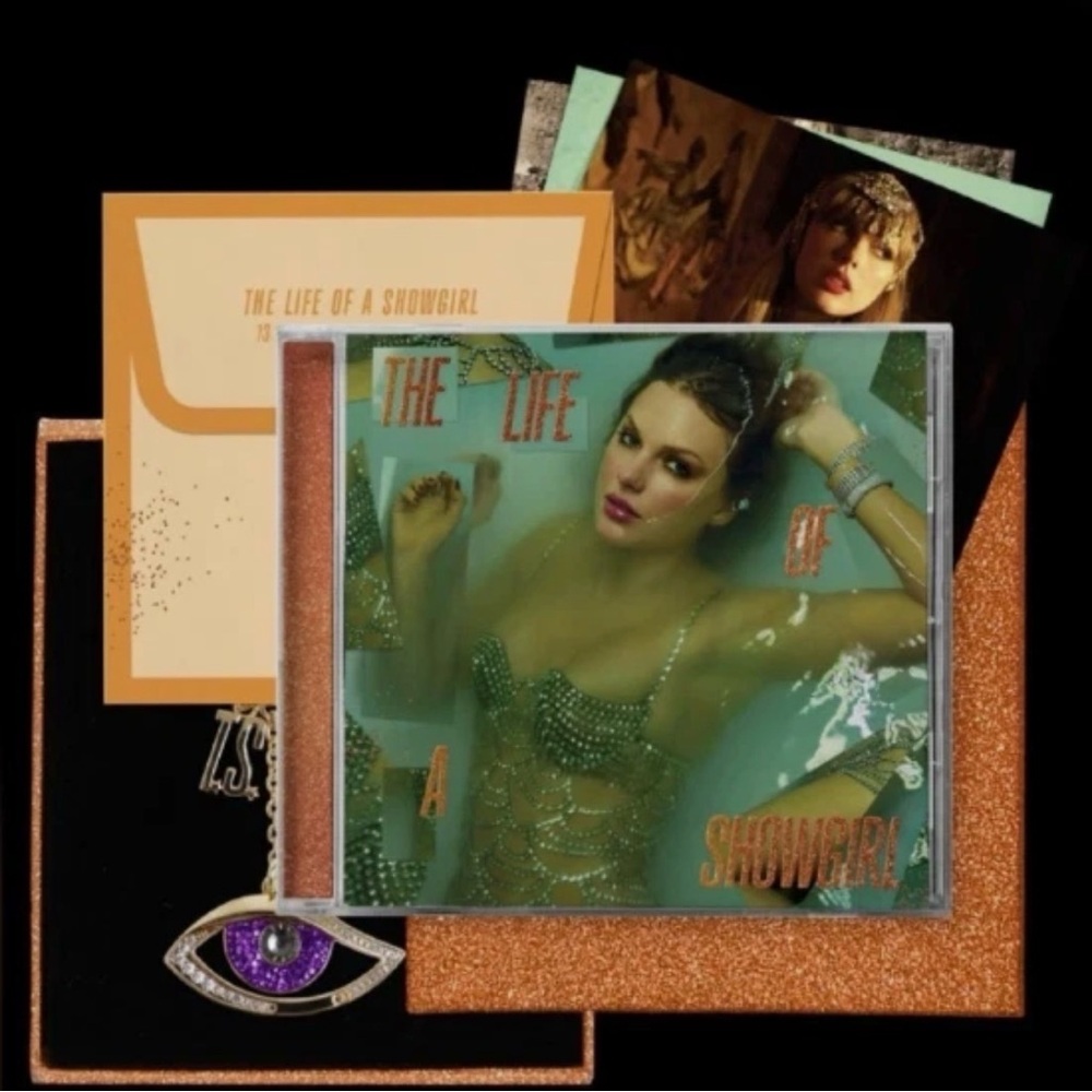 Taylor Swift teal and gold 'The Life of a Showgirl' art print